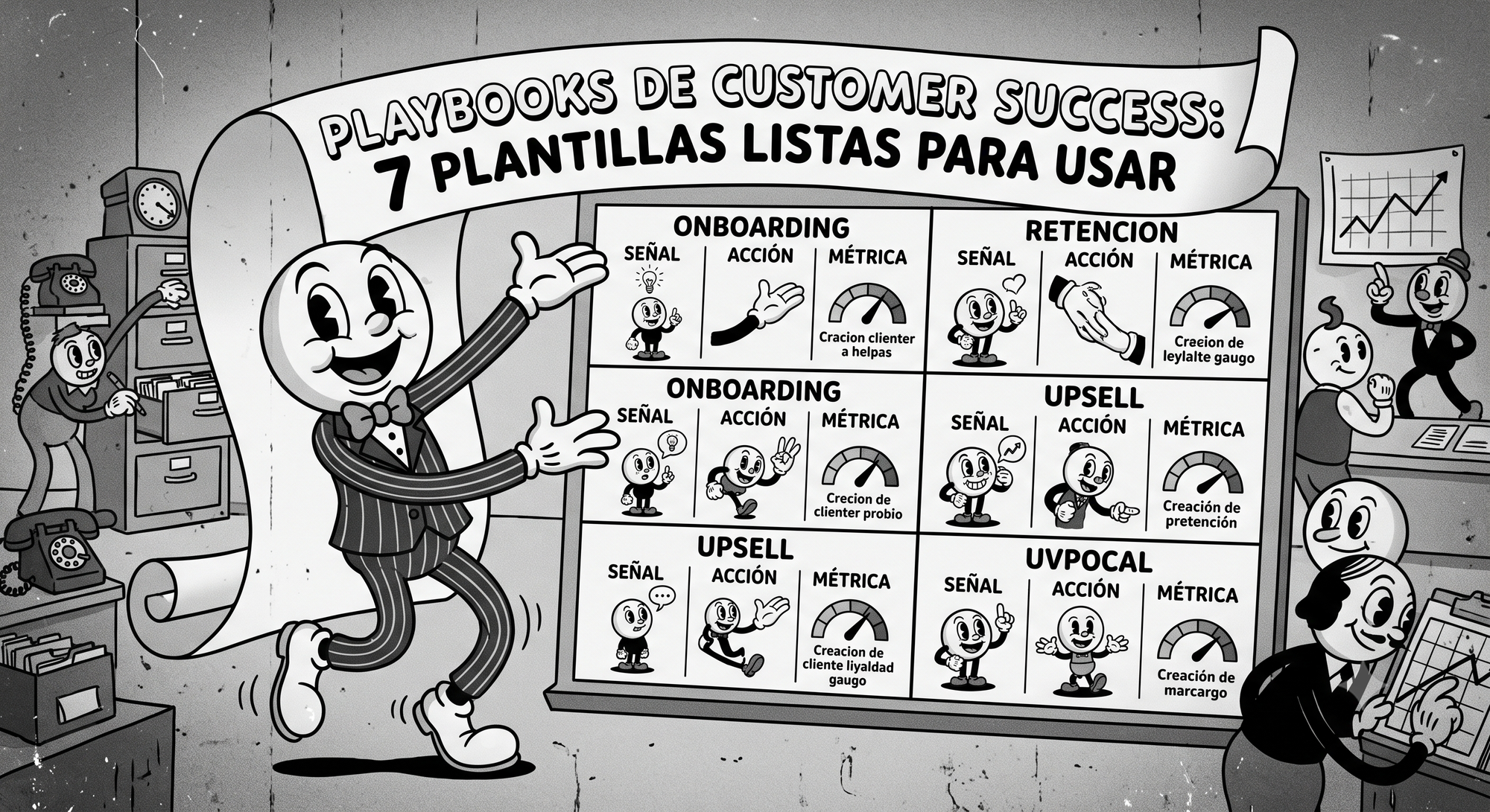 Playbooks de Customer Success: 7 plantillas listas para usar (con señal, acción y métrica)